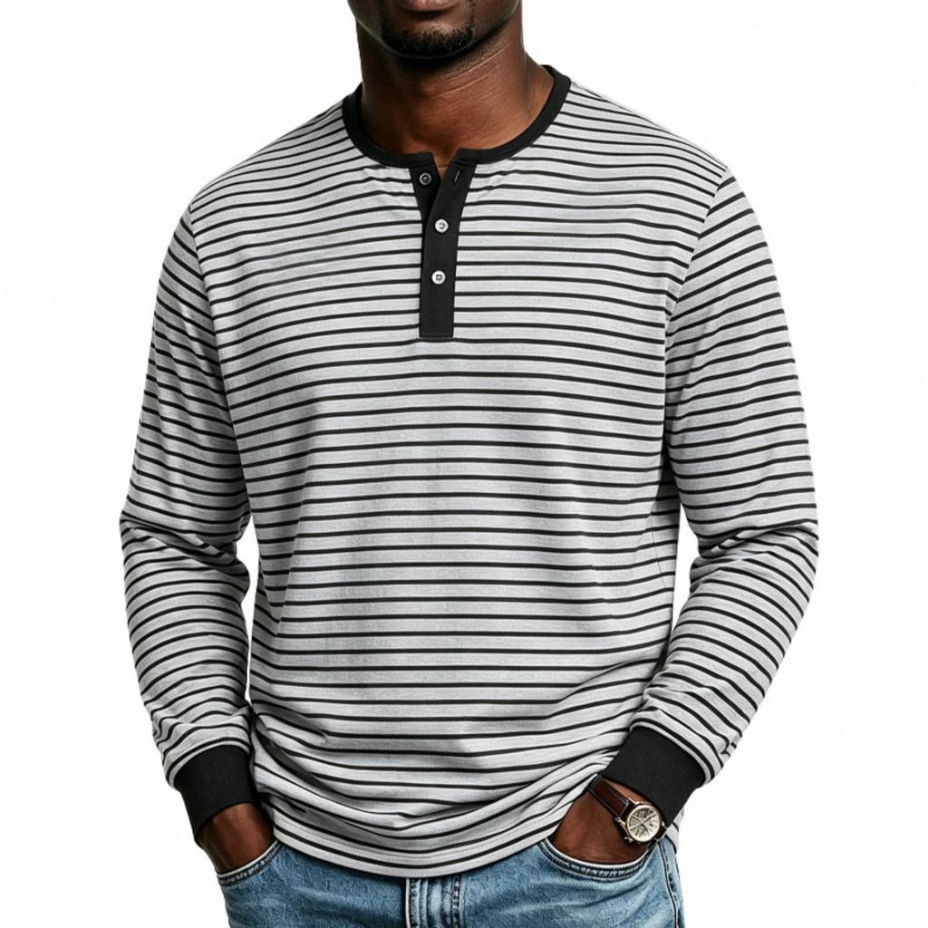 Men's Striped Long Sleeve T Shirt Base Layer for Athletic Commute Daily Wear