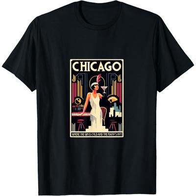 Chicago Where The Piano's Hot 1920s Vintage Musical Theatre T-Shirt