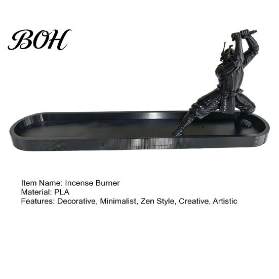 Samurai Armor Incense Holder Swords Burner Ornament with Ash Tray, Zen Style Minimalist Catcher for Home Office Decor, Meditation Gifts Men