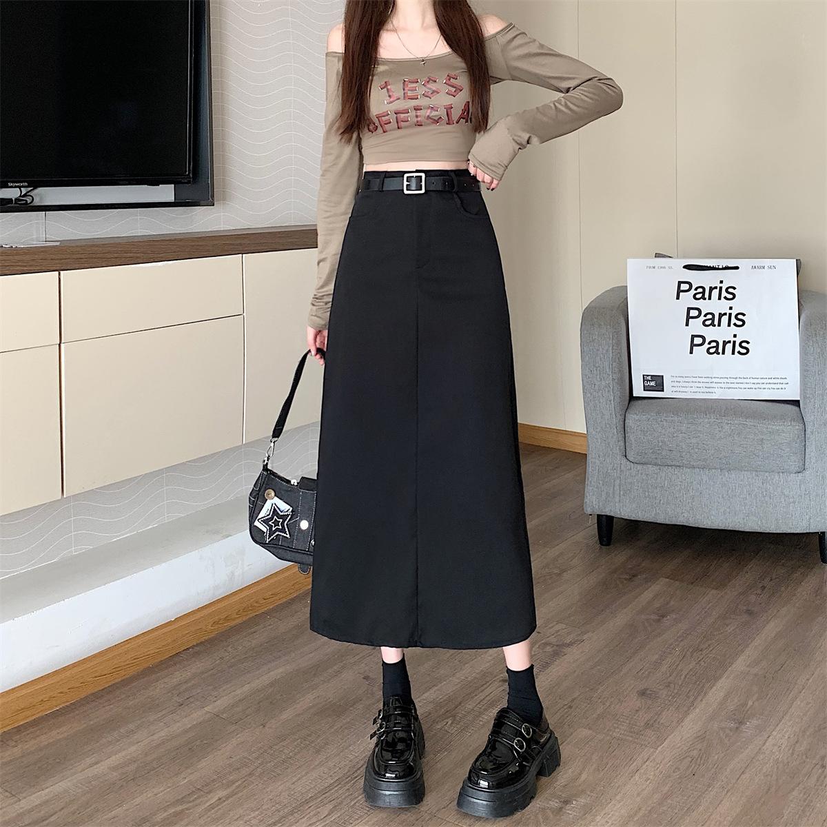 

Summer Academic Grey Suit Skirt for Women Plus Size High Waist Pear Shape Hip Covering Straight Casual All Match Versatile Skirt 4XL