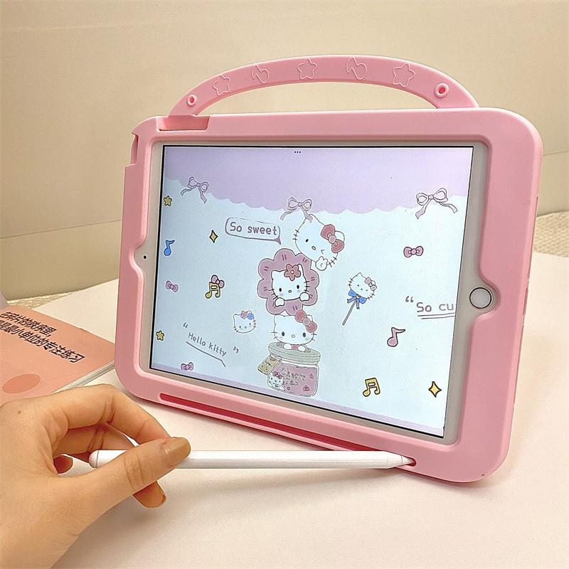9.7 Inch IPad Pro Air 2 Case With Kickstand Cartoon Cat Design Soft Silicone Full Coverage Shockproof Tablet Cover 5 6