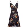 Women Casual Print V-Neck Sleeveless Sling Dress