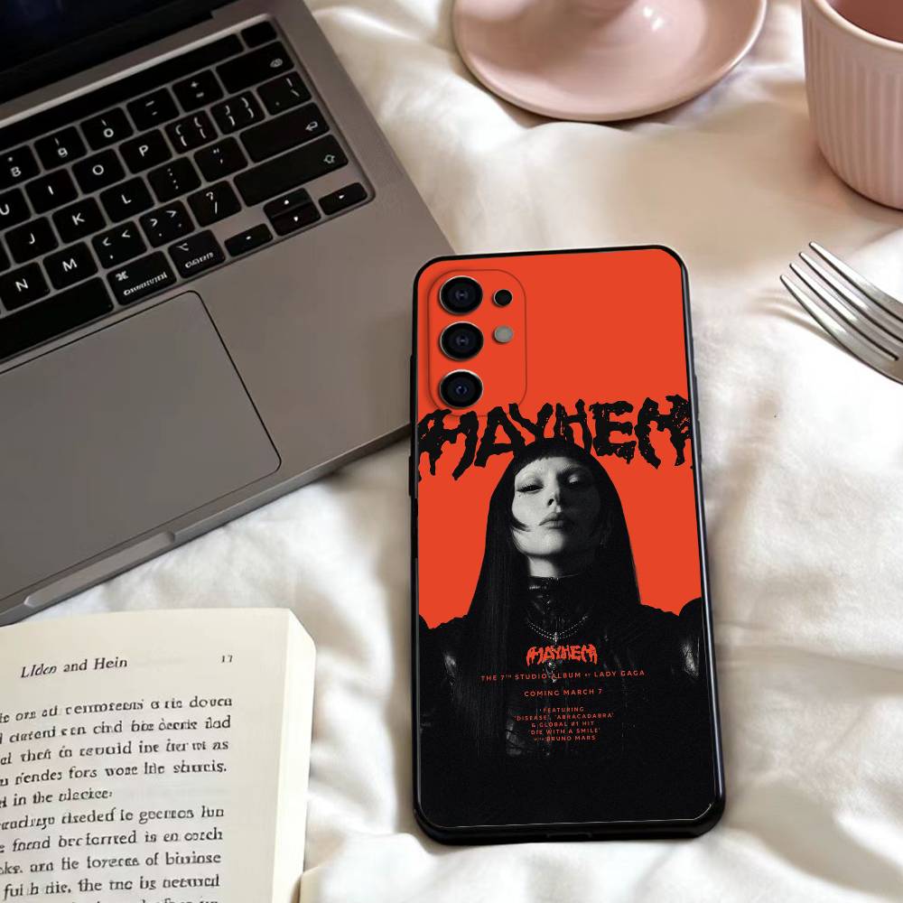 LADY GAGA M-MAYHEM Phone Case For Samsung S25,24,23,22,30,21,10,9,Ultra,Plus,Lite,FE,4,5 G Soft Black Case