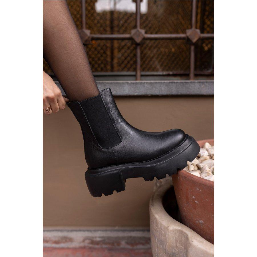 Women's Genuine Leather Thick Sole Long Chelsea Boots