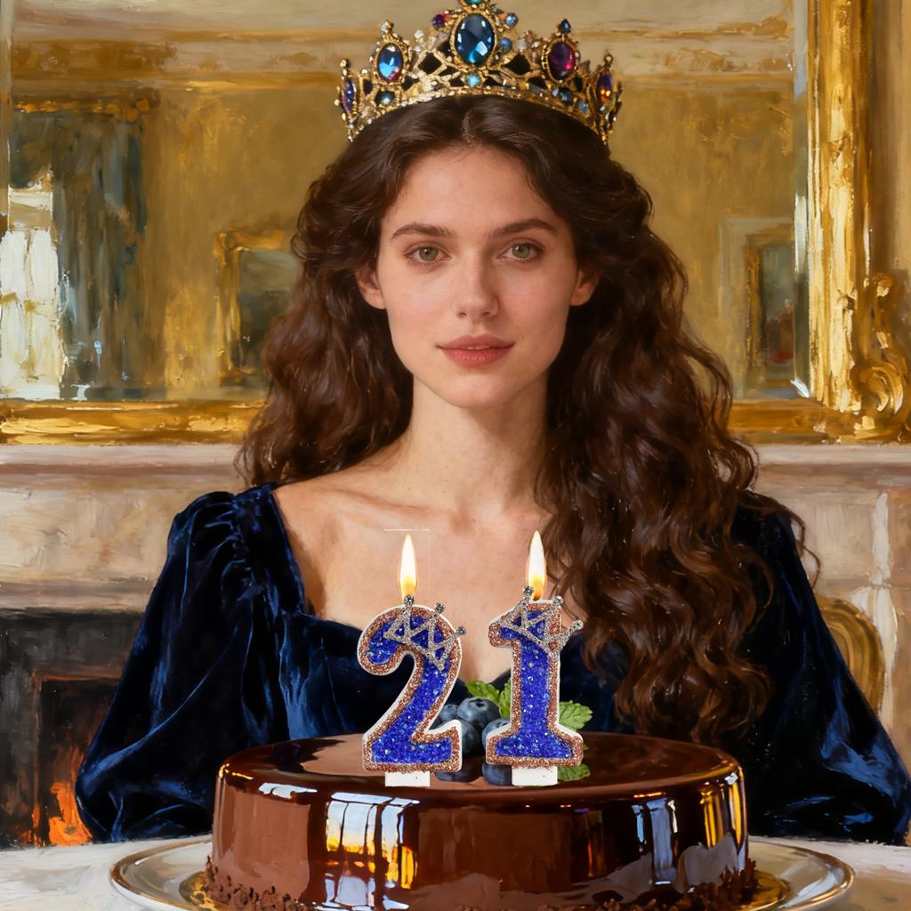 Niebieska Korona Świeczka Urodzinowa Cyfry 0-9 Świeczka z Brokatem Świeczki na Tort Dekoracja na Imprezę Cupcake na Rocznicę