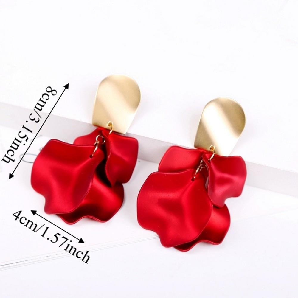 Delicate Flower Dangle Earrings Exaggerate Tassel Design Petal Stud Earring Temperament Rose Ear Pendants Everyday Wear