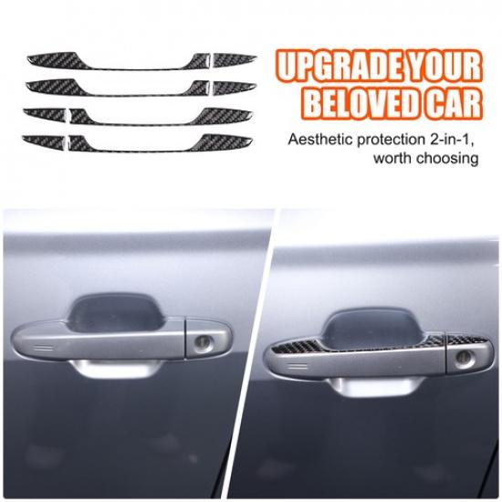 Soft Carbon Fiber Exterior Door Handle Trim Sticker For Subaru Forester SK 19-24