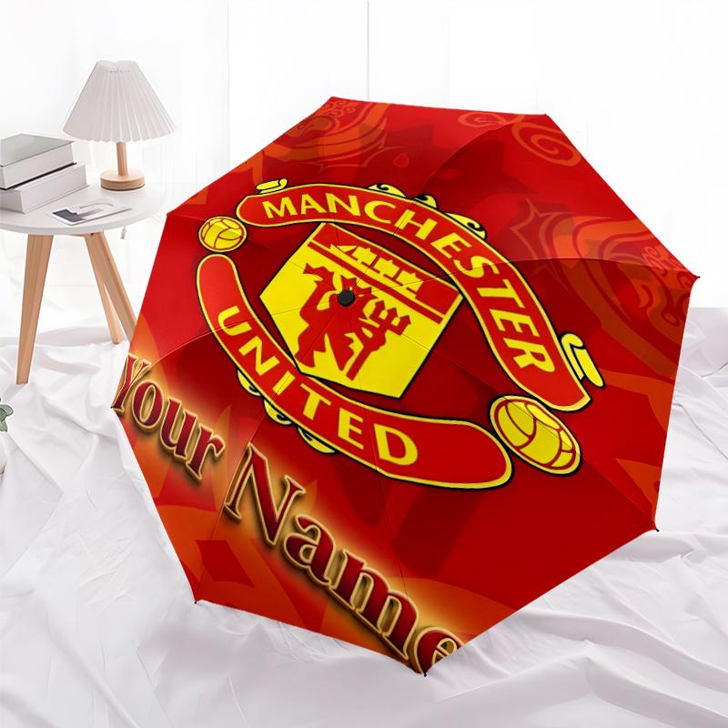 Personalized Name M-Manchester Print Umbrella, UV Shielding. It Has Eight Sturdy Ribs for Outdoor Use And Perfect As a Holiday Gift