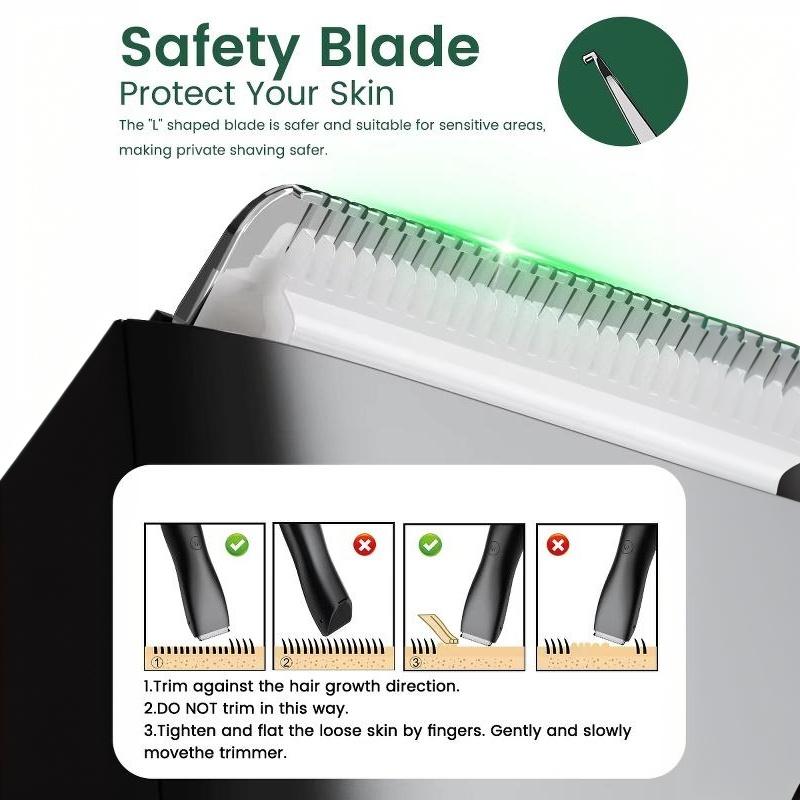 Waterproof Electric Body Hair Trimmer With Rechargeable Base Adjustable Guide Combs For Men Daily Personal Grooming At Home