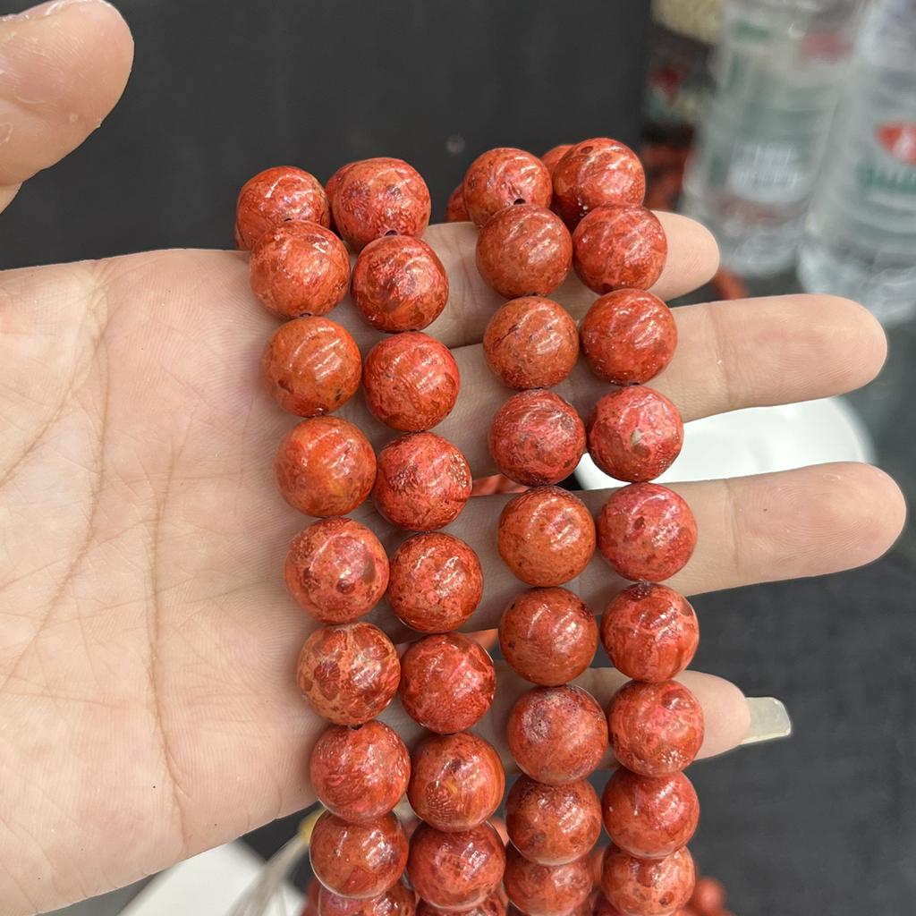 10mm Natural Red Shell Round Beads (38cm Strand) - Smooth Polished Boho Beach Supplies for DIY Necklace Bracelet Jewelry Making, Valentine's Day Gift