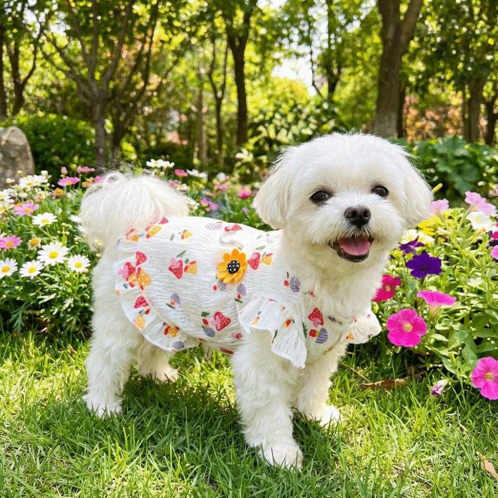 Flutter Sleeve Dog Love Printed Skirt Thin Breathable Pet Suspenders Vest  Party