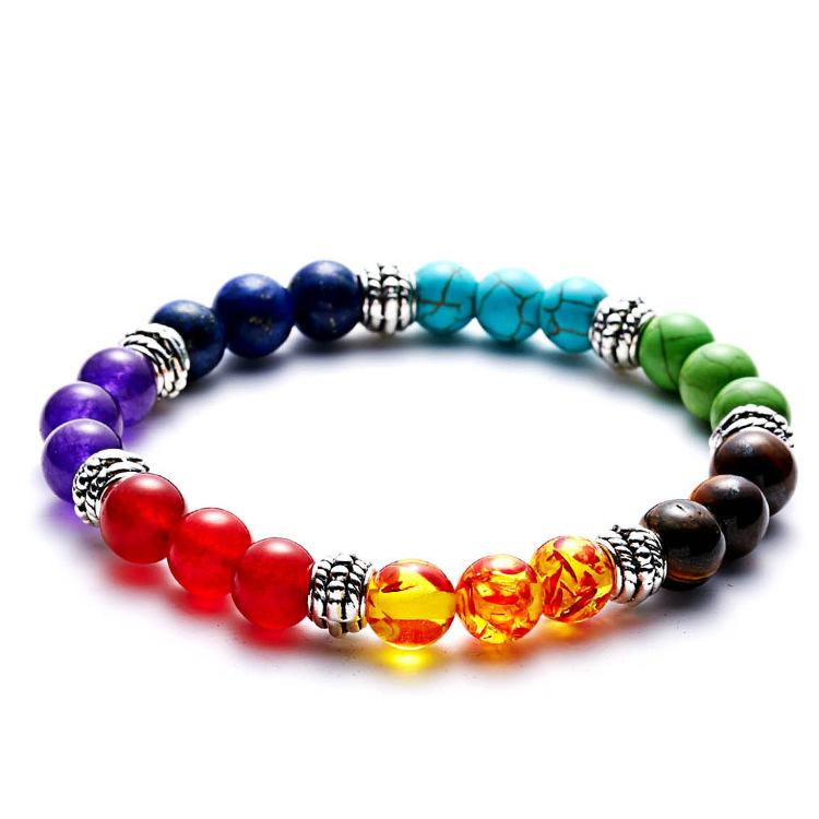 1pcs Bracelet For Men And Women Volcanic Stone Hand Beaded Colored Stone Stretch Hand Zircon