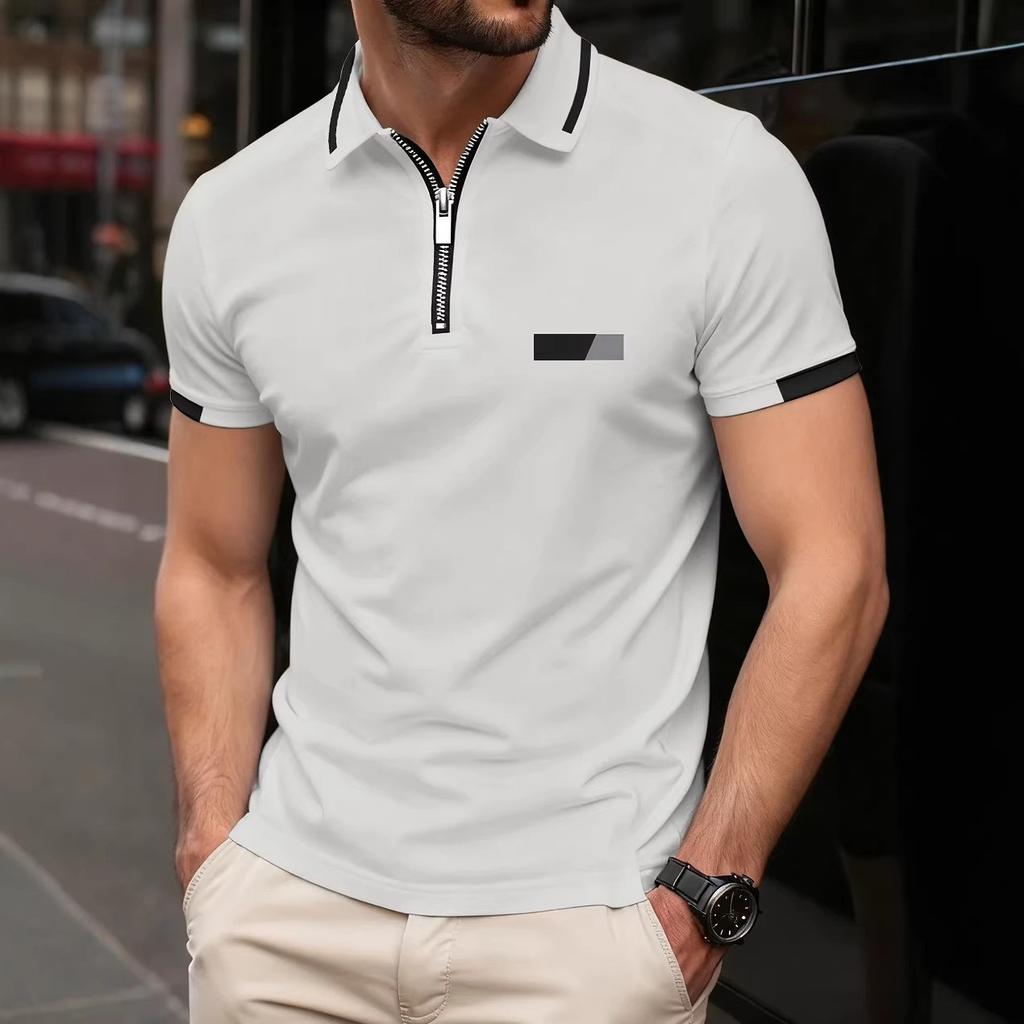 Neue Mode Herren Sommer Kurzarm Reißverschluss Poloshirt 100% Polyester