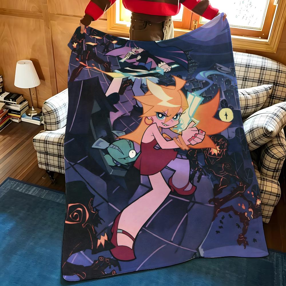 Anime P-Panty S-Stocking Throw Flannel Cozy Print Blanket, Portable, Durable Machine Washable Cute Cool