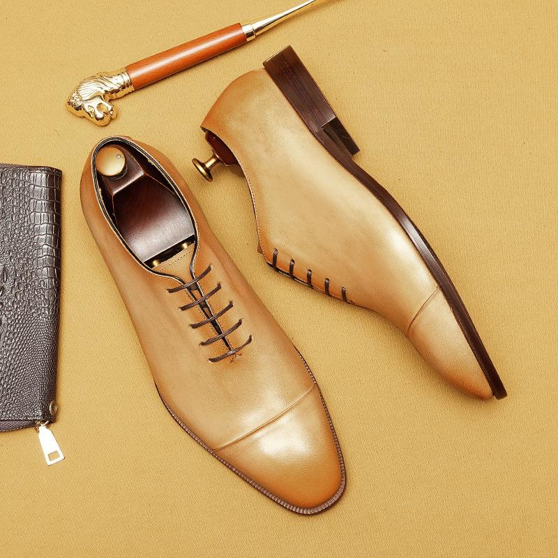 Three-Joint Oxford Leather Shoes Men'S Genuine Leather Cowhide Inner Pointed Business Dress Dinner Clothes Men