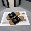 Thick-soled letter Velcro one-word cool slippers women's 2025 new comfortable and lightweight beach slippers
