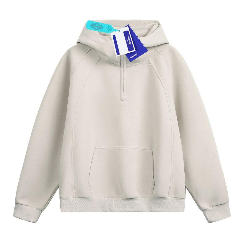 Wassup American-Style Heavyweight Half-Zip Sweatshirt for Women, Autumn Vibe Trendy Brand Solid Color Hoodie, Versatile Couple's Jacket