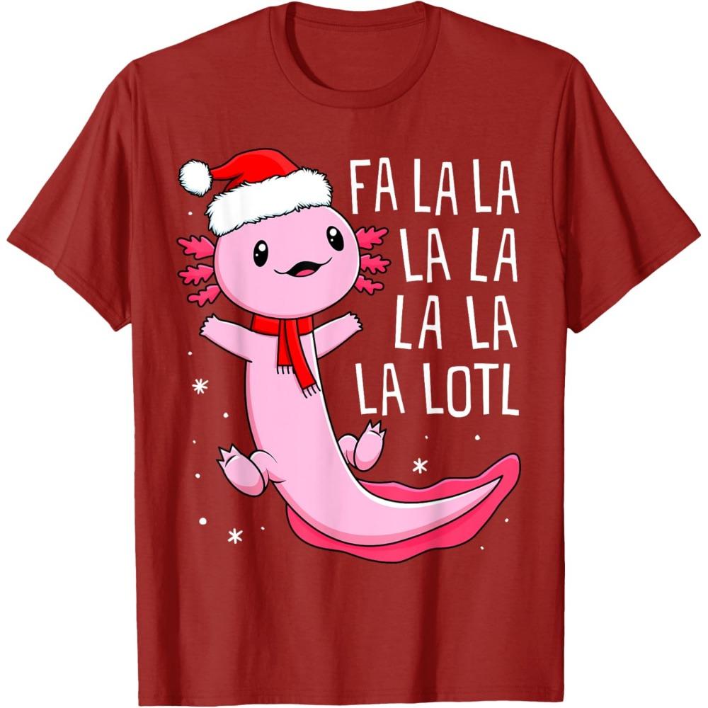 Funny Fa La La Lotl Axolotl Toddler Kids Boys Christmas Xmas T-Shirt Casual for Daily Wear and Casual Outings Men Clothing