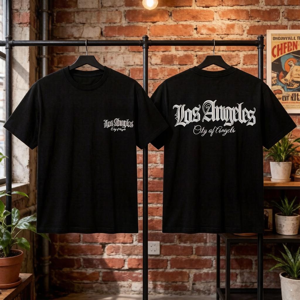 Los Angeles Palm Tree TShirt Unisex Women Tops Casual Short Sleeve Crew Neck Black Cityscape Streetwear Top Luxury Clothes Copy