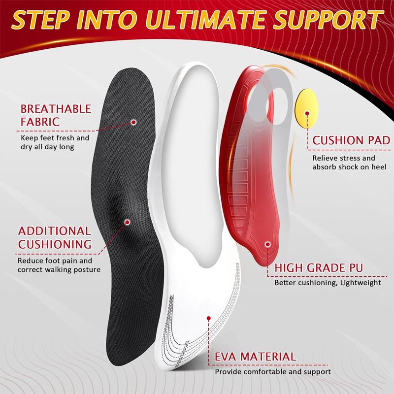 Women Men High Arch Support Flatfoot Orthopedic Insoles For Feet Ease Pressure Plantar Shoe Sole