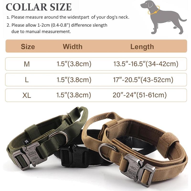 Taktisches Hundehalsband Verstellbar Militärisches Trainings-Nylon-Hundehalsband mit Kontrollgriff Schwere Schnellverschluss-Metallschnalle für Hunde