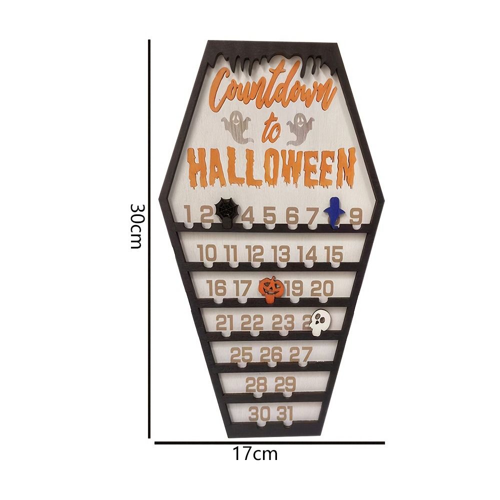 Rectangle Halloween Countdown Calendar Wooden Wooden  Calendar Ornaments  Haunted House