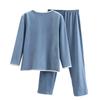 Ladies' Casual And Comfortable Long Sleeved Solid Color With Thick Velvet Sleepwear And Warm Pants Plus Size Set