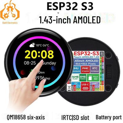 ESP32-S3 Entwicklungsboard: 1,43" AMOLED-Display, Touchscreen, SD-Slot, 6-Achsen-Sensor, Arduino-kompatibel