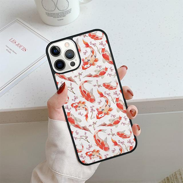 Japanese Koi Fish Phone Case For iPhone 17 Air 14 15 16 13 12 Cover For Apple 14 15 16 Pro Max Plus Coque