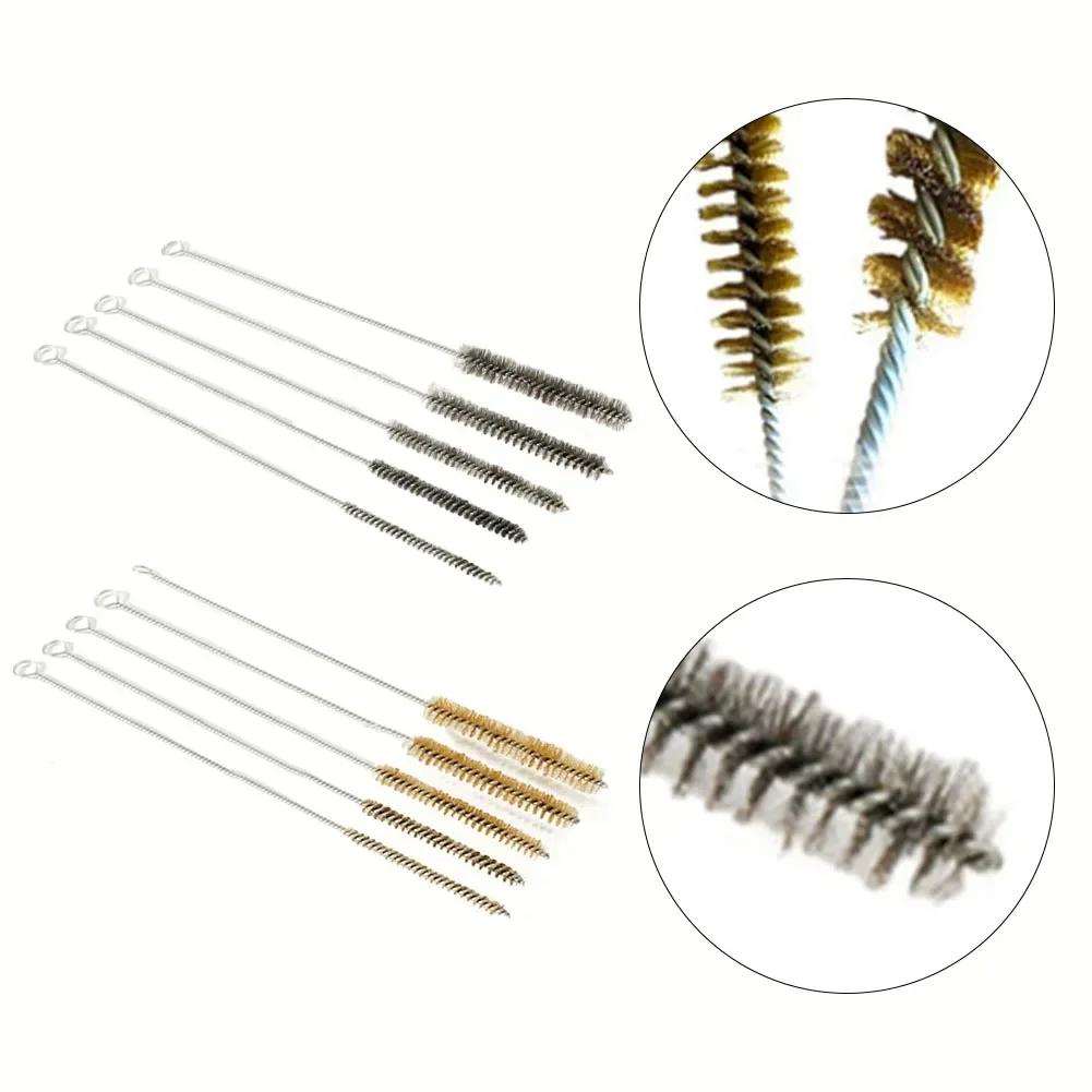 10/5Pcs Cleaning Brushes Set Stainless Steel Brass Cylinder Wire Tube Pipe Cleaning Brush Paint Spray Cleaning Tool Accessories