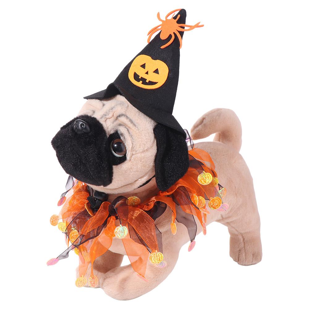 Verstellbares Katzenhalsband Hut-Set Kürbis Haustier Halloween-Zubehör Halloween-Katzenkostüm Halloween-Party