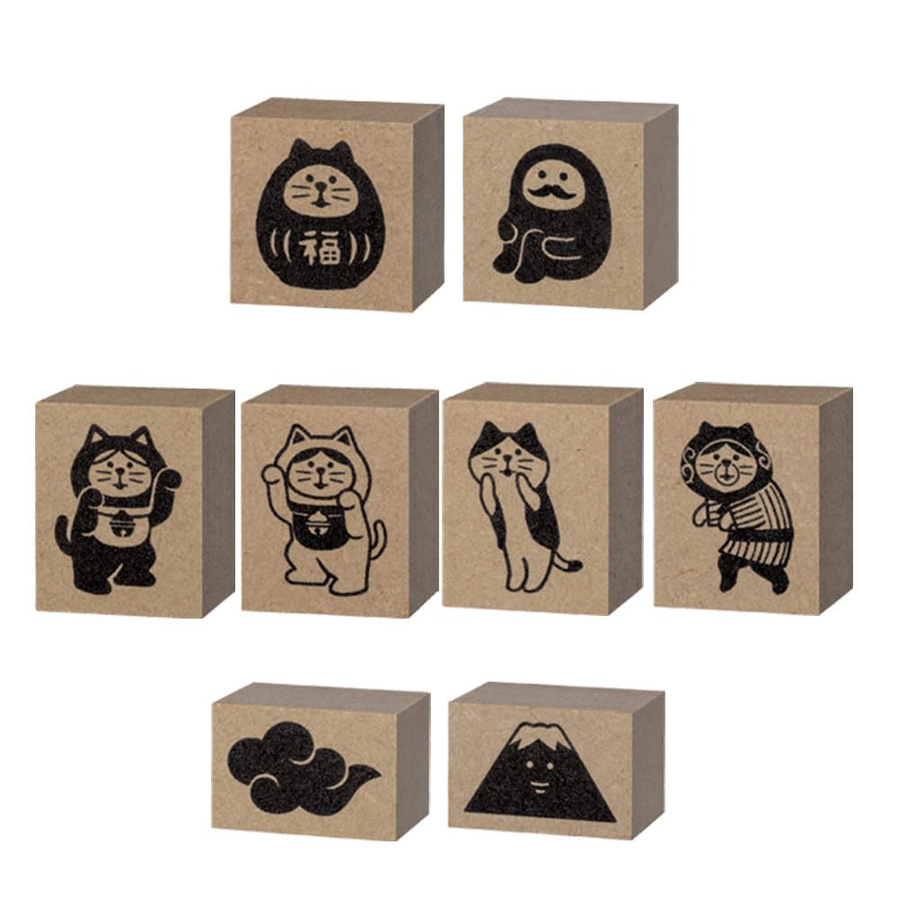 Decole Concombre FUKUMONO Stamp, Yahoo Cat, Approx. 23 X 28 X 23mm (ZCB-35948)