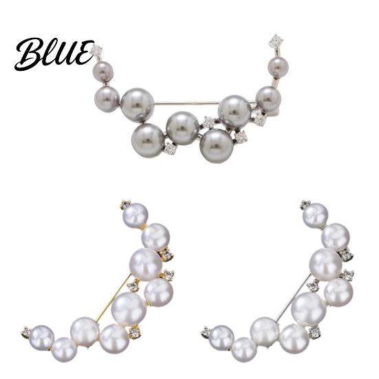 Imitation Pearl Pin Brooch Pin Curved Design Lapel Large
