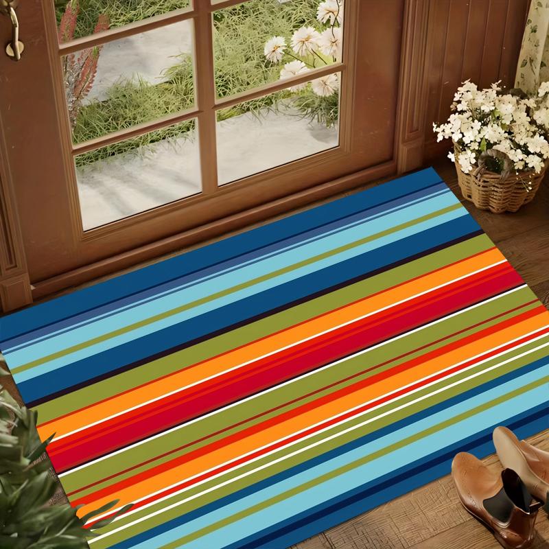 Modern Rainbow Striped Area Rug Multicolor Vertical Stripes Non Slip Washable for Living Room Bedroom Sofa Doormat Decor Kitchen