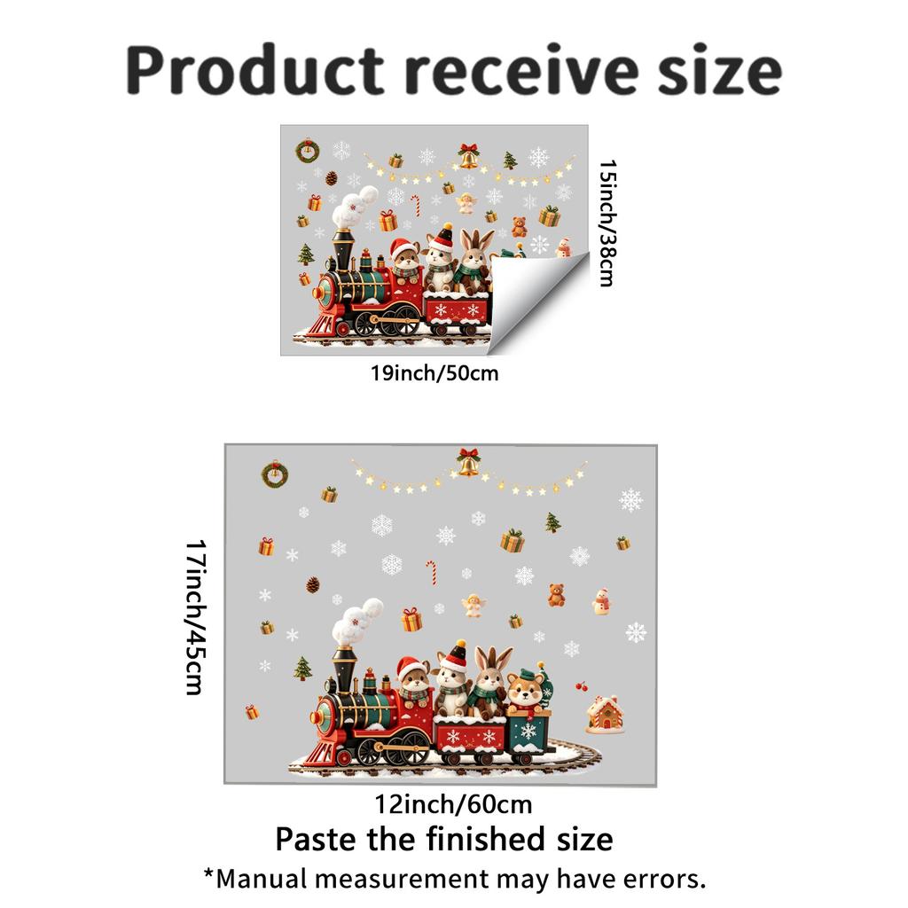 Cute Cartoon Christmas Train Self-adhesive Wall Sticker for Bedroom Walls