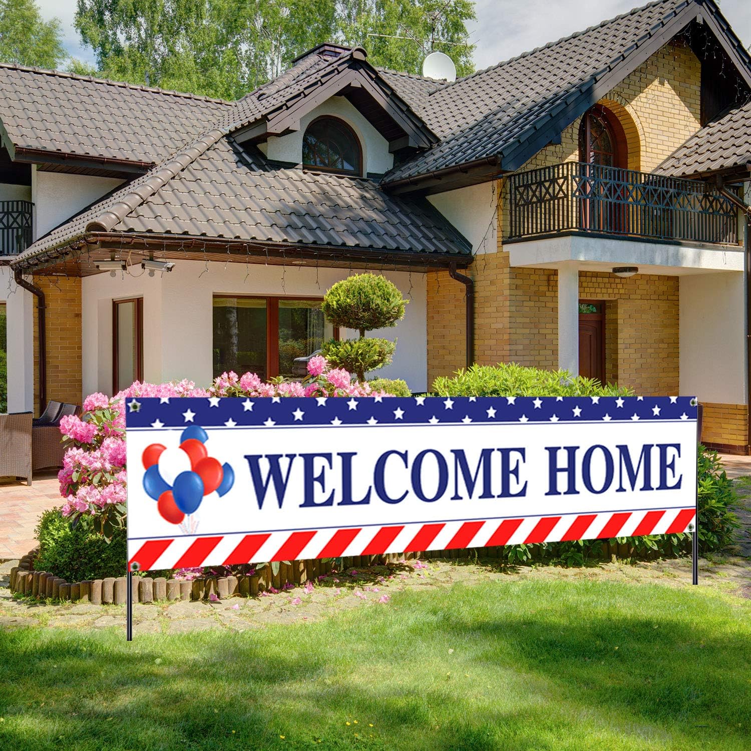 

Баннер Blulu Welcome Home Украшение 71 x 15,7 дюйма Большой знак во двор Welcome Back Home для улицы, День памяти, Патриотический День труда, Возвращение домой
