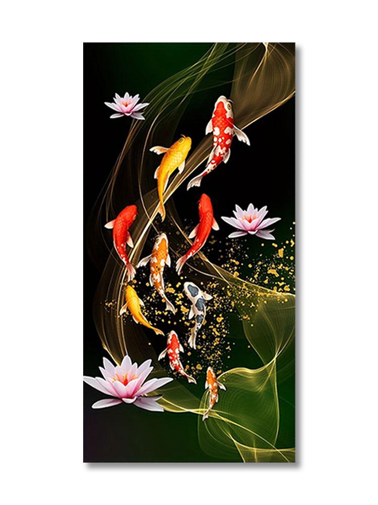 

Красивая картина на холсте с красными карпами кои в китайском стиле. Идеальный домашний декор, приносящий удачу и процветание. Принты и постеры для домашнего настенного искусства. 20x40cm No Frame