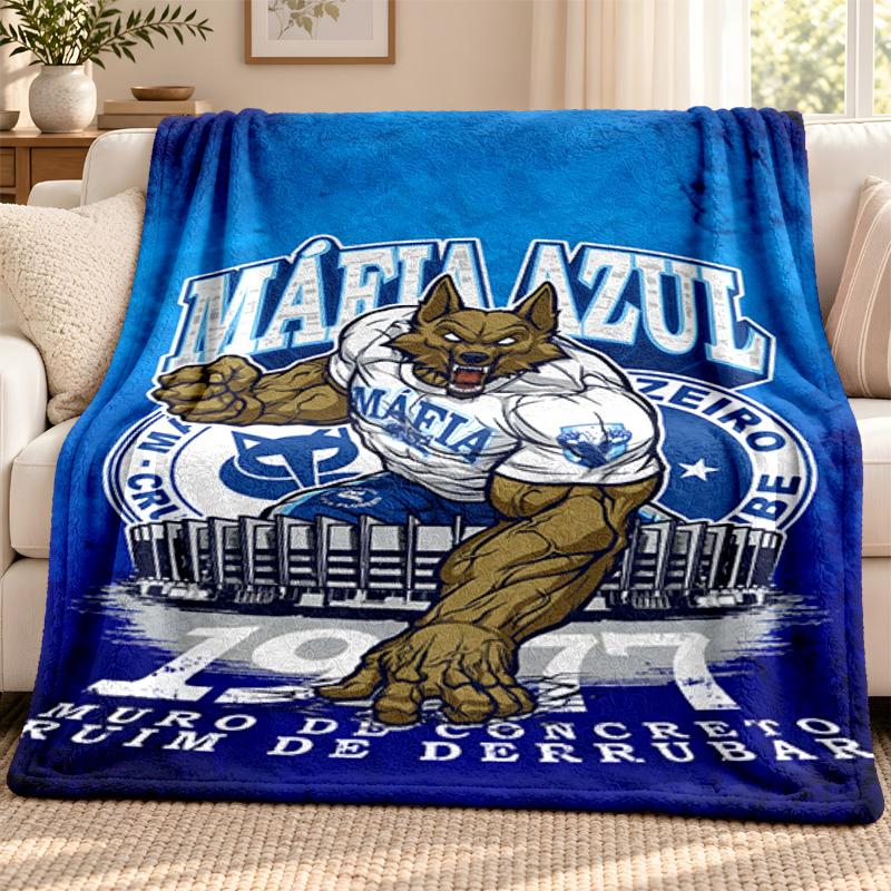 Cruzeiro Esporte Clube Blanket Flannel Blanket Soft Cozy Plush Throw for Sofa Bed Lightweight Home Decoration Outdoor Camping