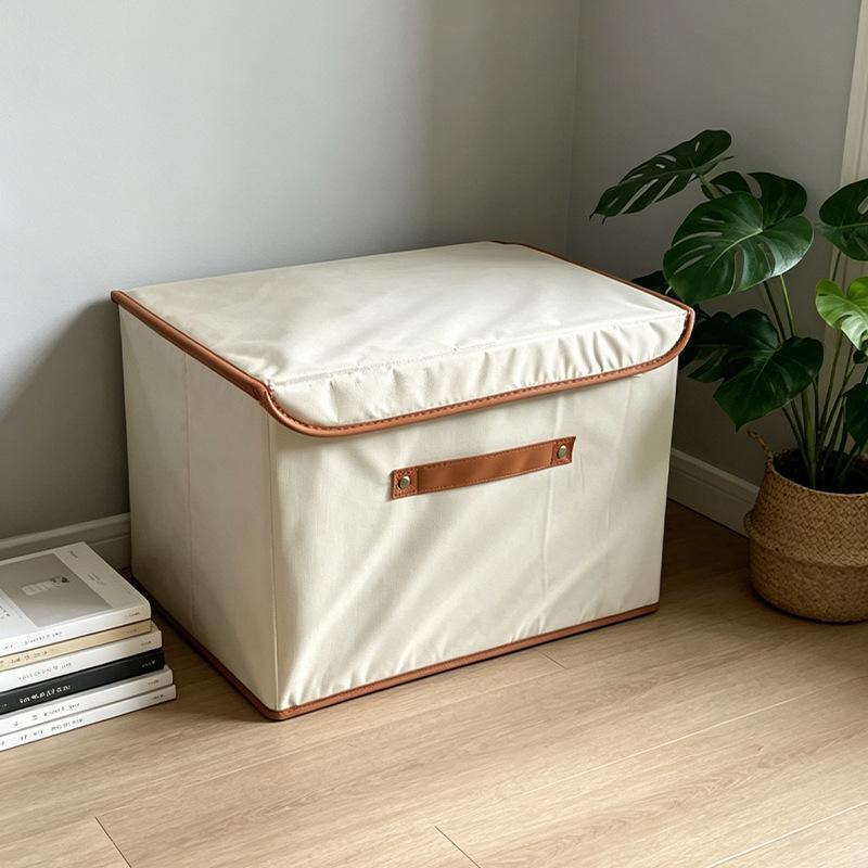 Fabric Storage Box with Lid, Sturdy Three-Dimensional Design, Ideal for Closet Organization and Home Storage.