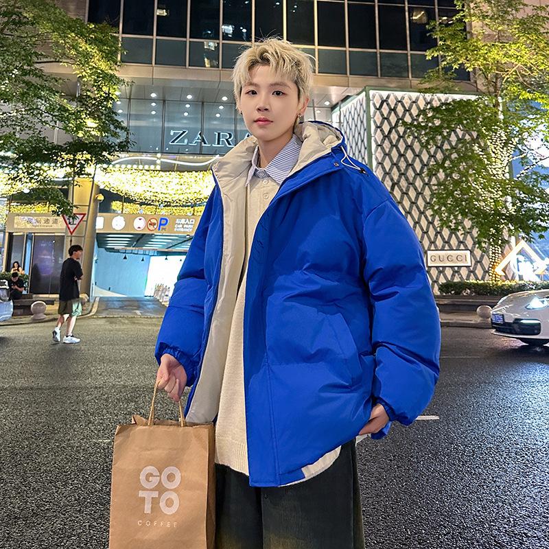 

Thickened cotton jacket men s youth winter warm short couple hooded trendy cotton jacket 3XL