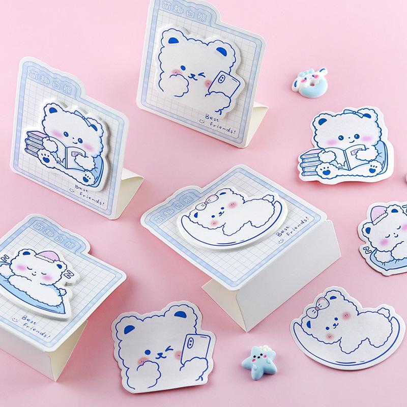 Cute White Bear Record Healing Little Gift Blessings Deskmate Notes Lovely Memo Pad Kawai Stationery Office School Supplies