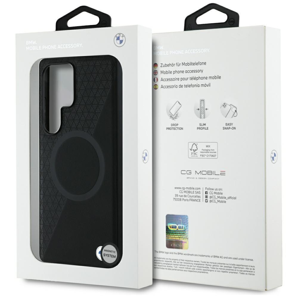 Etui Bmw Leather Half Textured Magsafe   Do Samsung Galaxy S25 Ultra Czarny