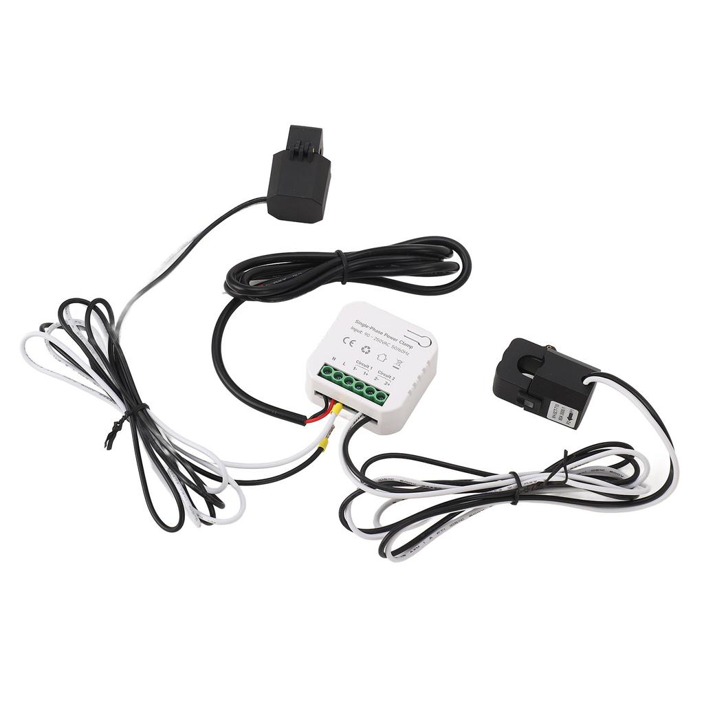 Compteur d'énergie WiFi intelligent bidirectionnel Moniteur de consommation d'énergie KWh bilatéral 90?250VAC avec 2 TC 80A pour