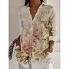 Women's Shirt Buttons Print Floral Active Daily Stylish Long Sleeve Shirt Collar Regular Tops Daily Holiday Khaki Spring Fall