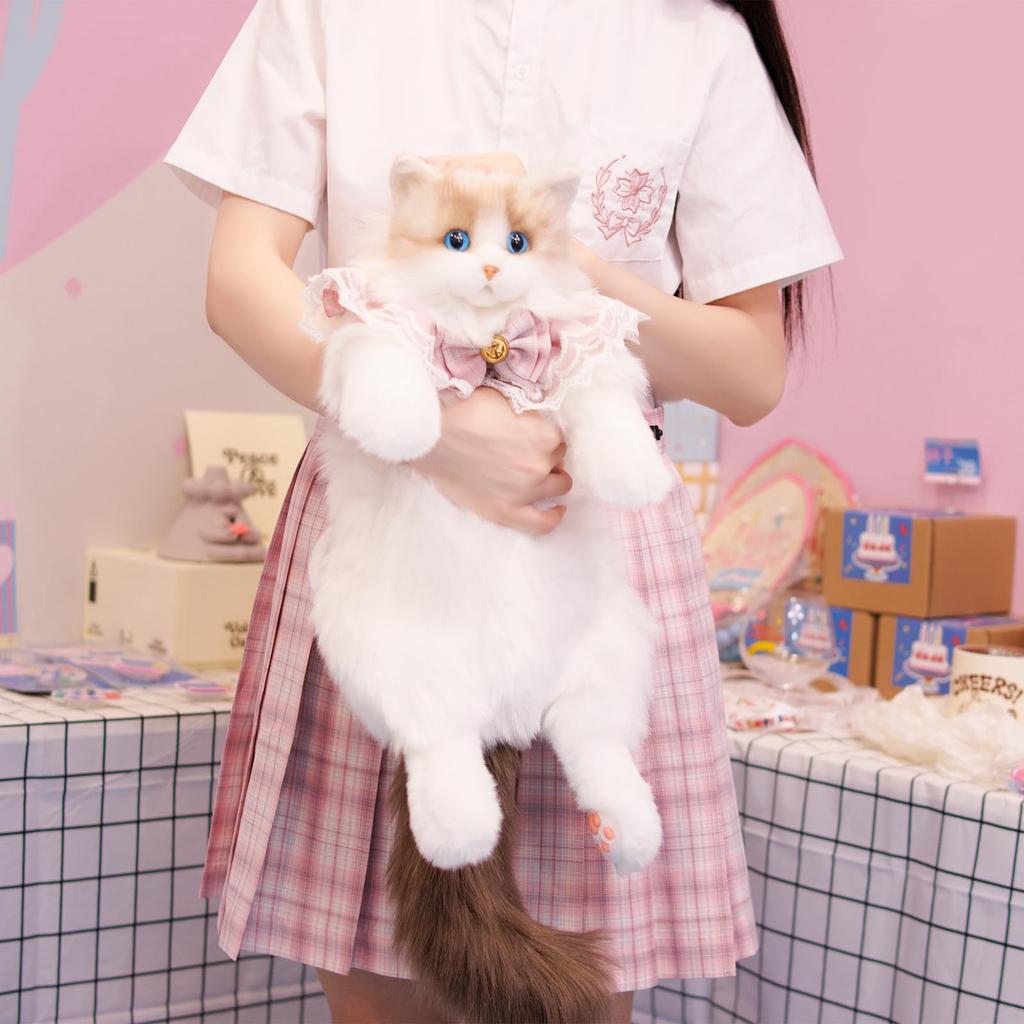 Mochila de Gato Realista Feita à Mão Chongker com Pelúcia um Presente para Amantes de Animais de Estimação e Mulheres Gato, (Mochila)