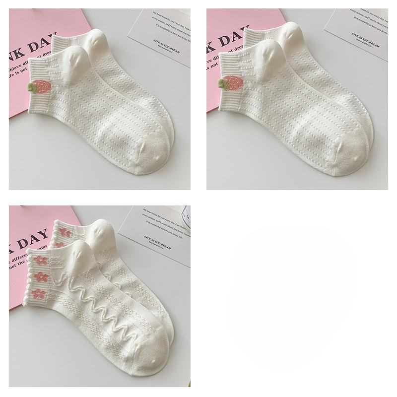 3 Pairs of Summer Thin Boat Socks for Women, Deodorizing, Sweat-absorbing, Mesh Sweet Short Socks That Don't Fall Off, Women's Socks
