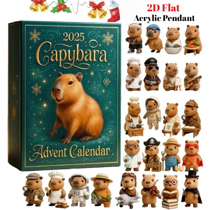 Capybara Advent Calendar 2025,24 Days Christmas Advent Countdown Calendar, 24 PCS Capybaras Animal Pendant Surprises for Christmas Tree Decoration