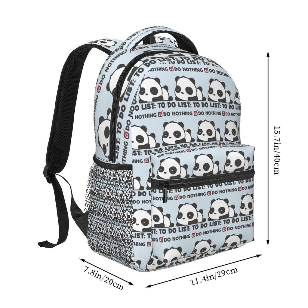 Fashion To Do List Do Nothing Panda Print Student Backpack School Bag Hiking Travel Daypack for Boys Girls Bookbag Shoulder Bags