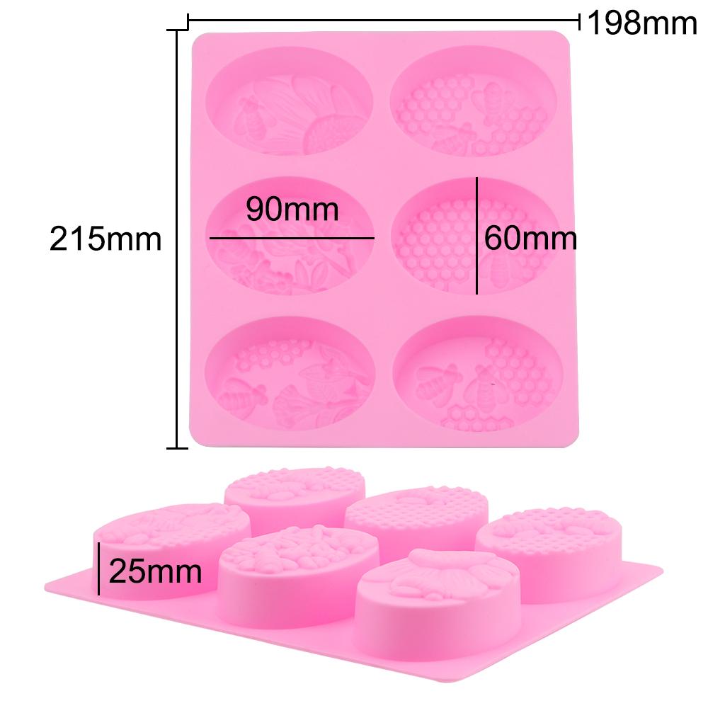 Silicone DIY Handmade Craft 3D Insect Soap Mould Soap Molds Tray 6 Forms Oval Bee Soap Mold Easy To Demould