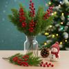 Artificial Pine Branches Christmas Holly Red Berries Stems for Xmas Tree DIY Wreath Decorations Christmas Home Decoration